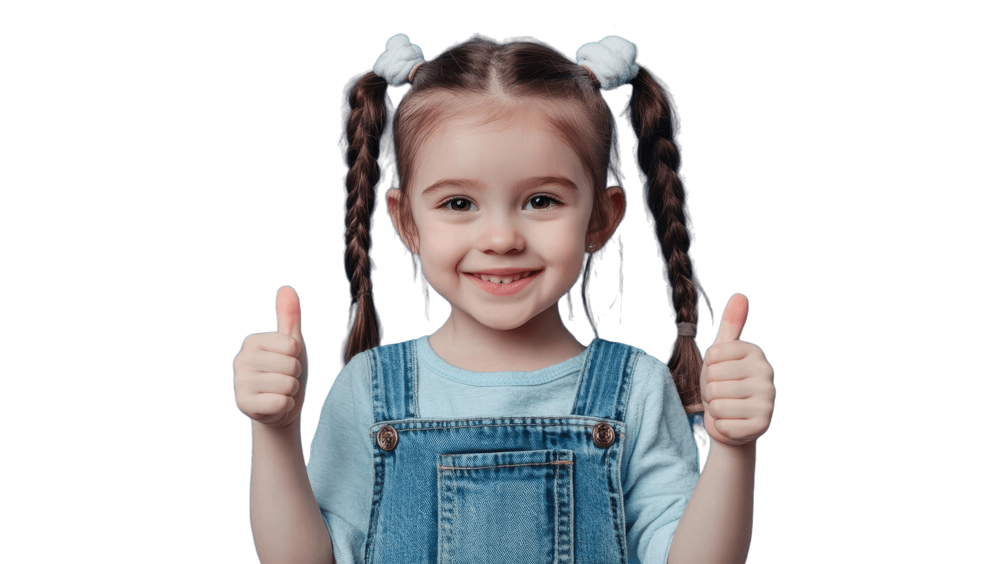 Young girl giving a thumbs up.